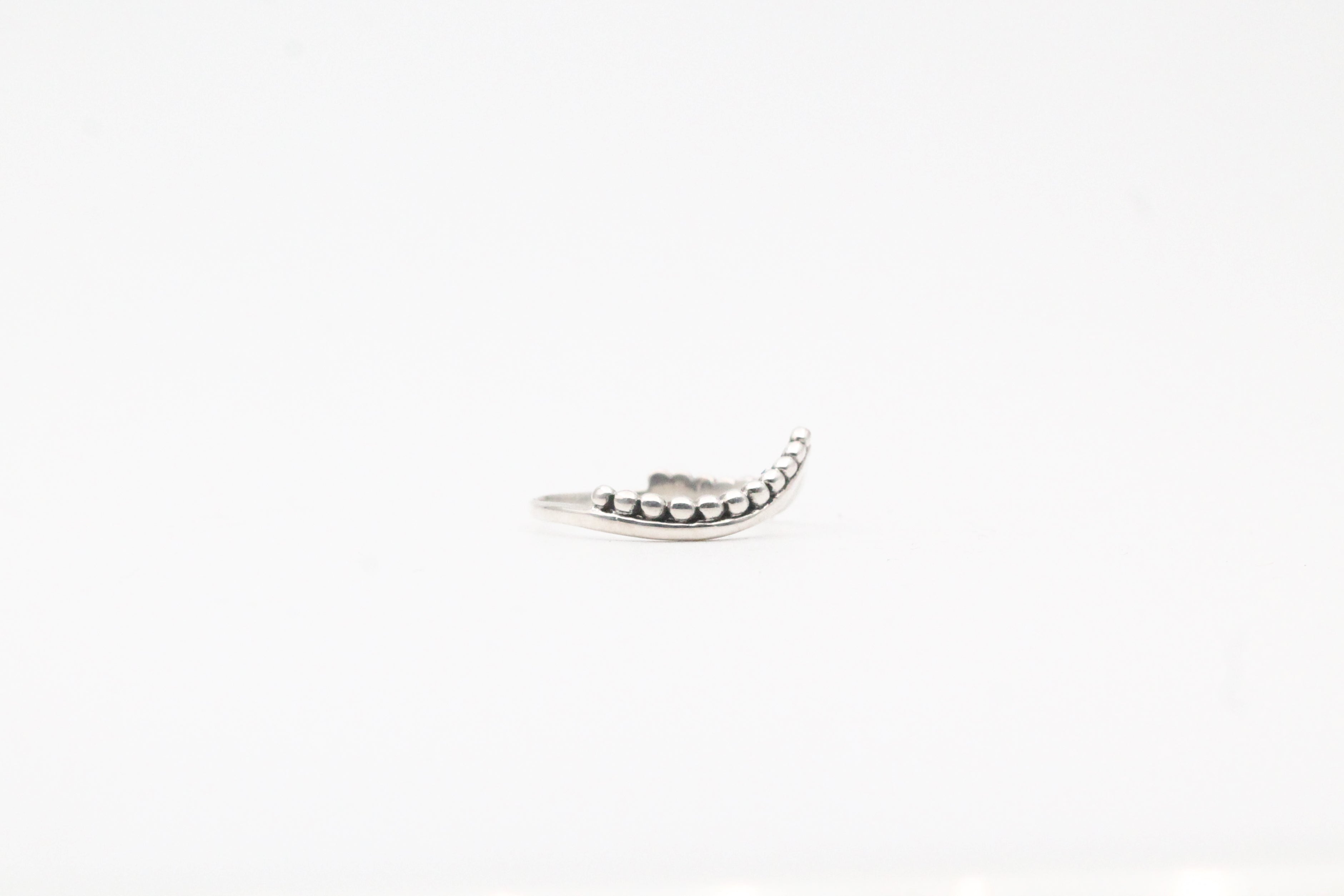 Sterling Silver Beaded 'V' Design Ring