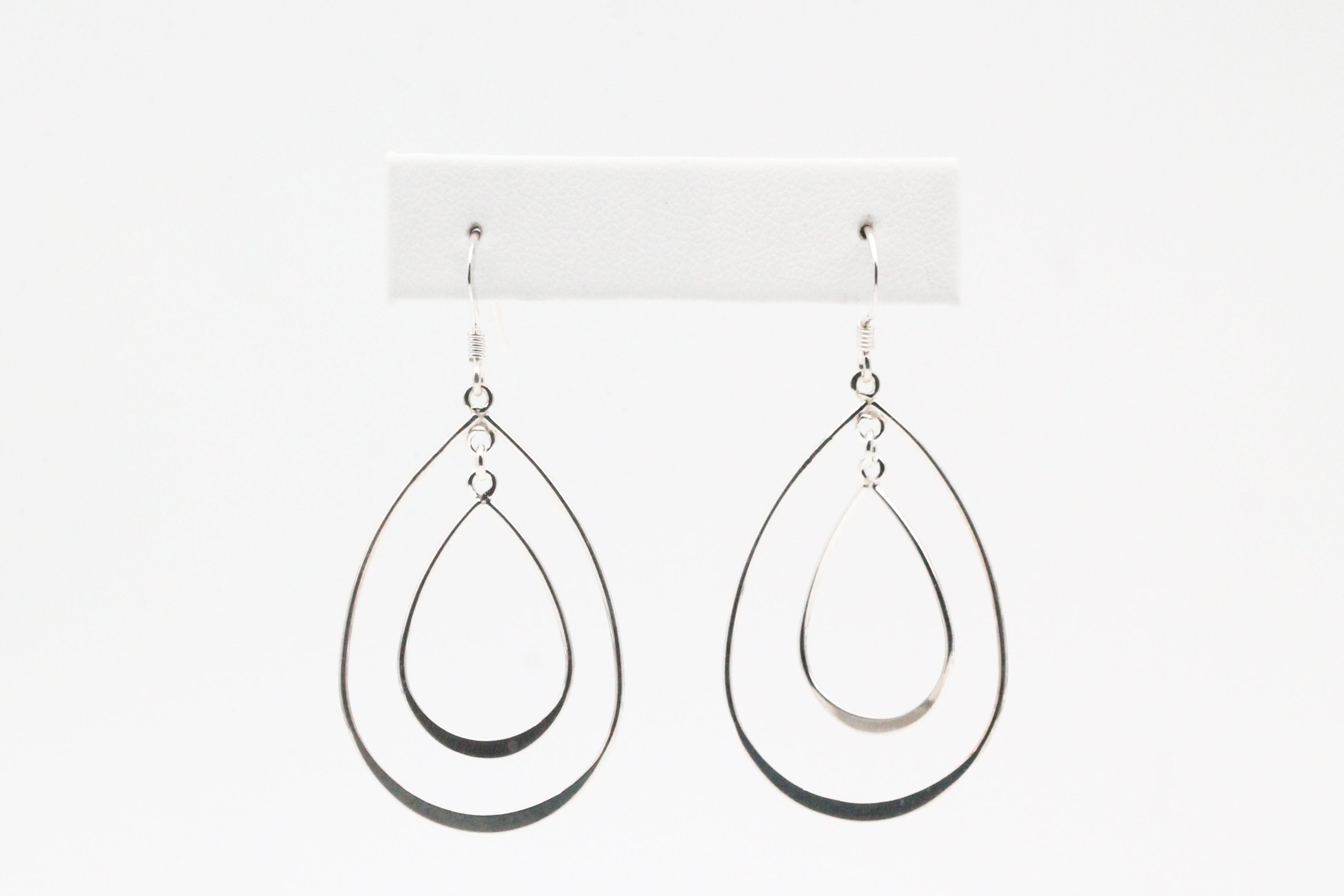 Sterling Silver Double Teardrop Drop Earrings