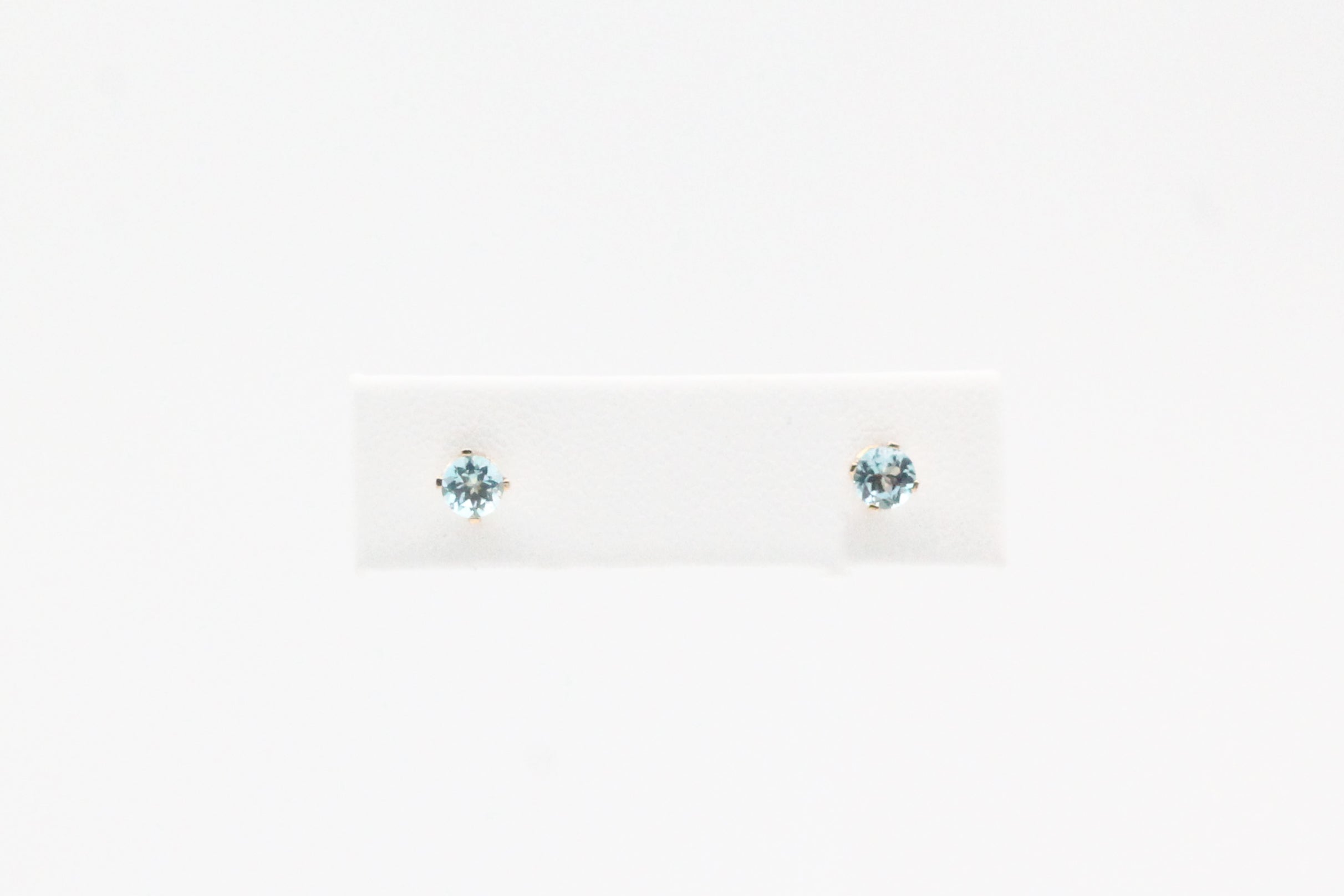 Yellow Gold Blue Topaz Birthstone Earrings