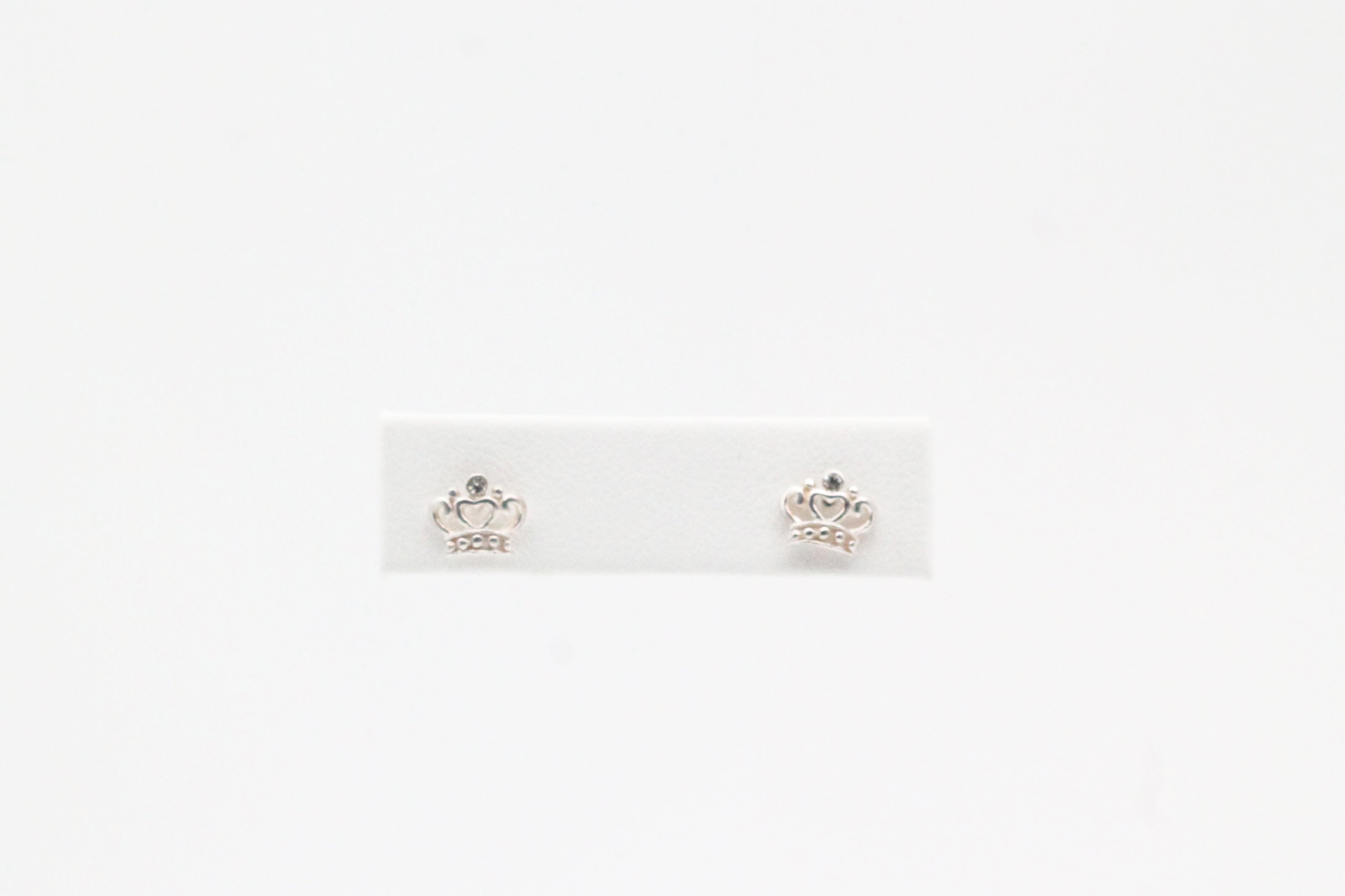 Sterling Silver Crown Earrings with Crystals
