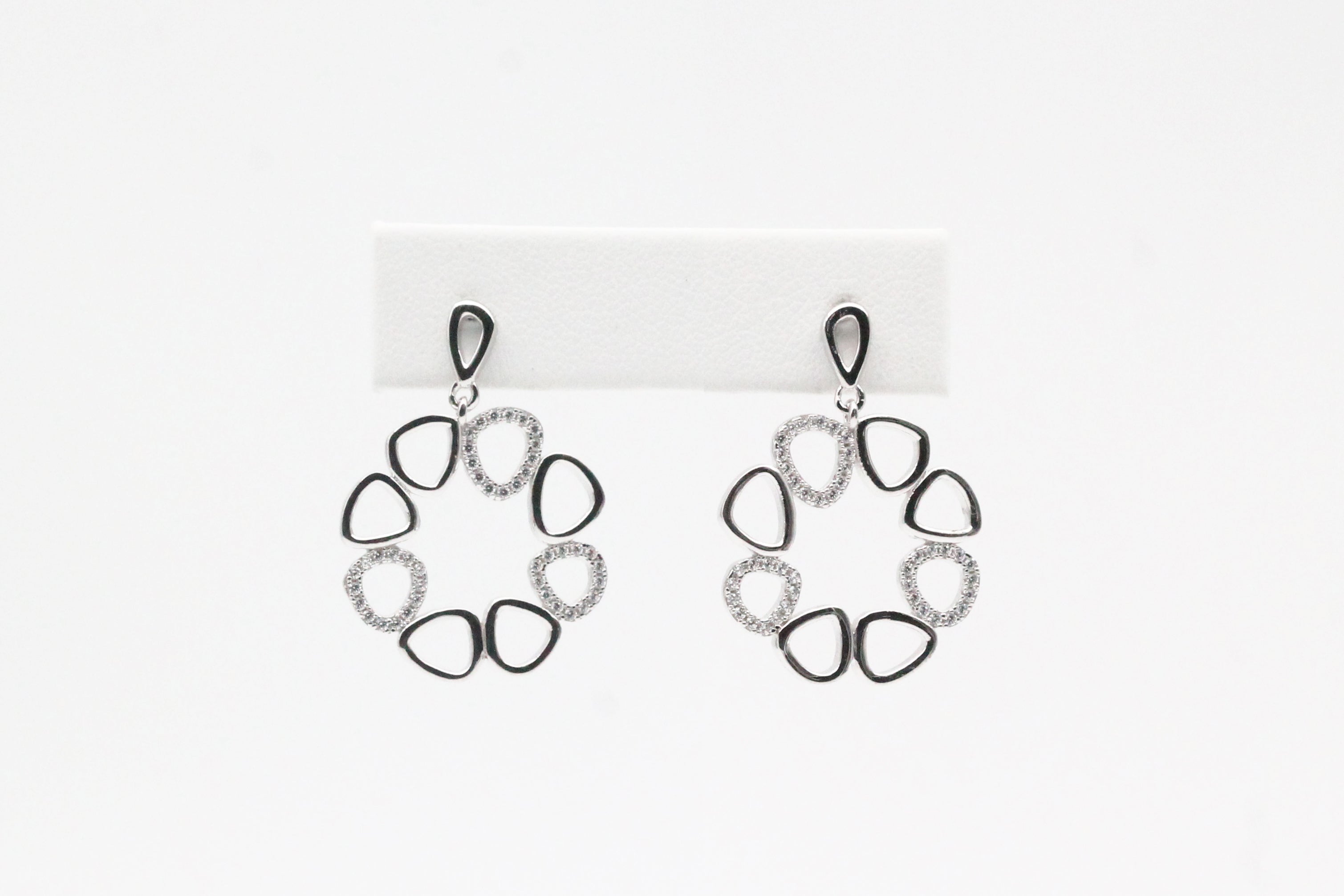 Sterling Silver Multi Circle Earrings with Cubic Zirconia