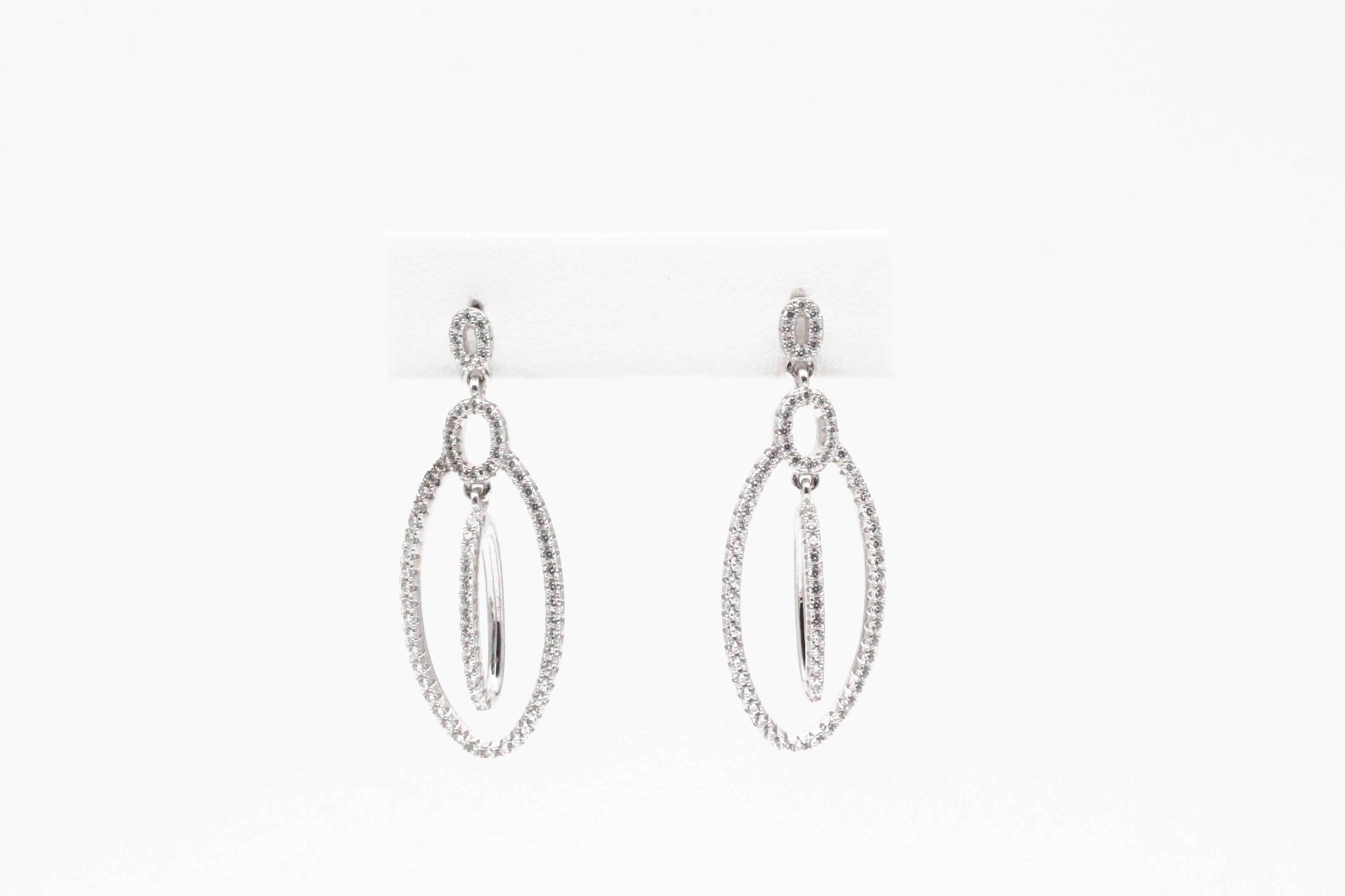 Sterling Silver Cubic Zirconia Double Dangle Earrings