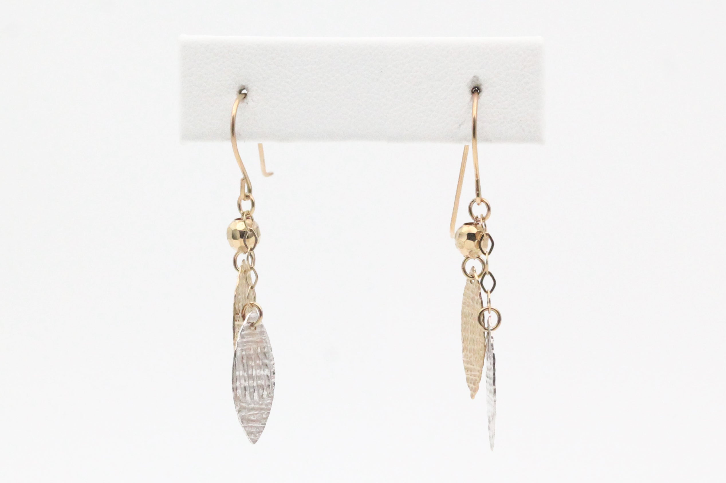 Two-tone Two Leaf Dangle Earrings