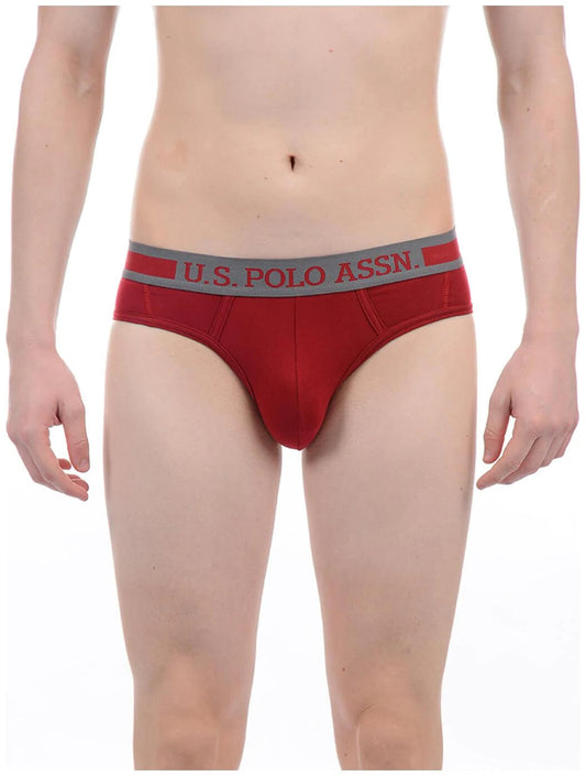 U S Polo Assn Orange Printed Brief for Men #I111, Gents Brief