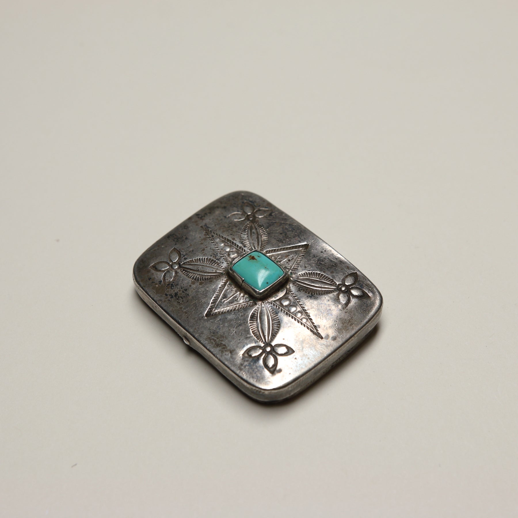 1940s Navajo Sterling Silver Pill Case with Turquoise - HIKOs