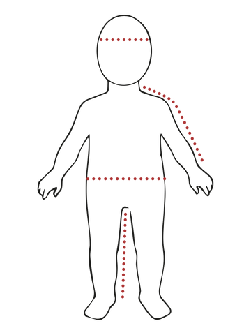 Measurement guide for brown wool baby clothes