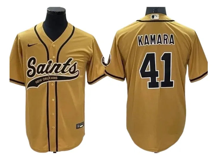 New Orleans Saints Alvin Kamara "Gold Vapor" Limited Stitched Baseball Jersey