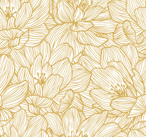 lined floral flower yellow gold for nursery