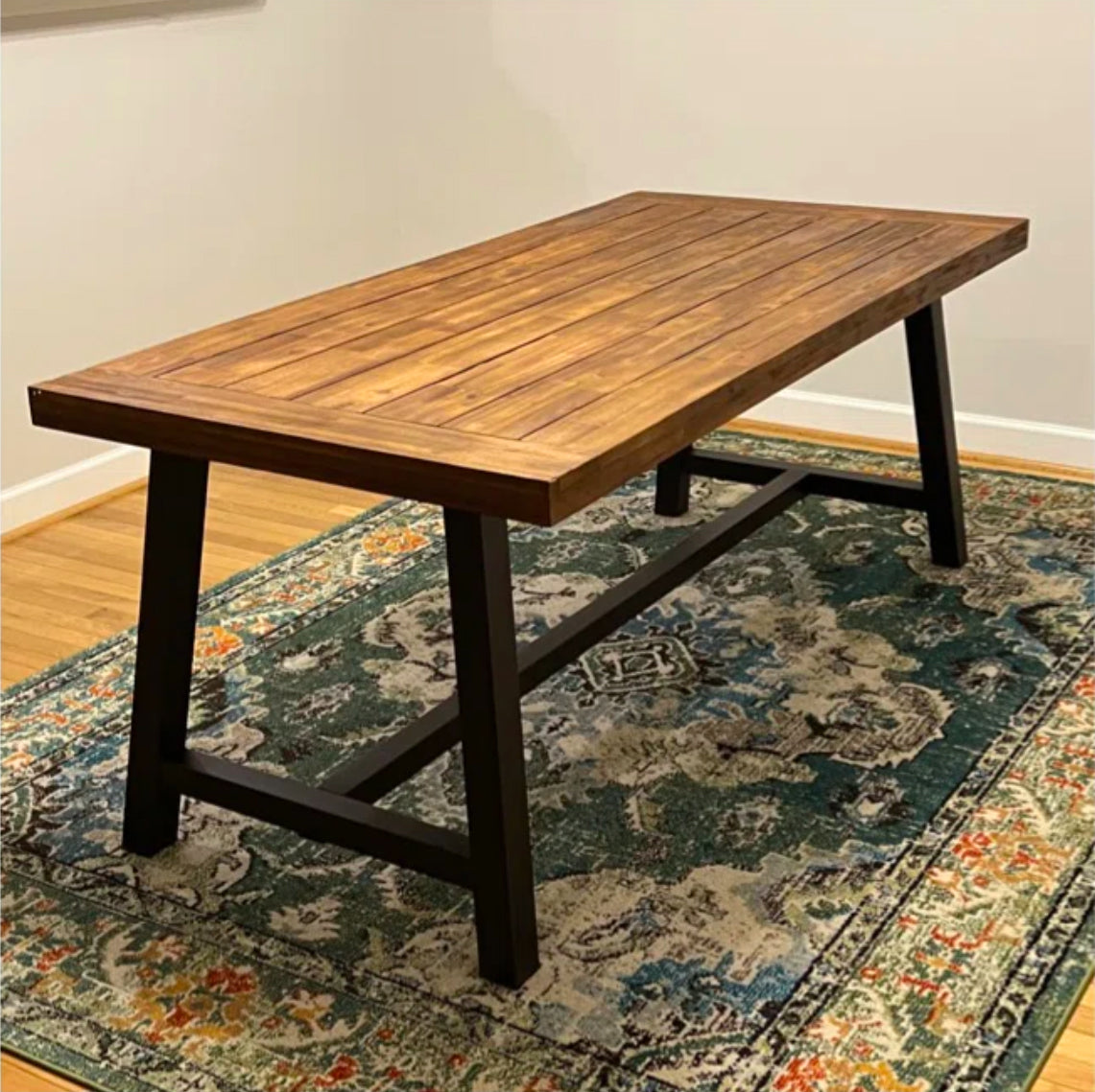 metal wood dining bench