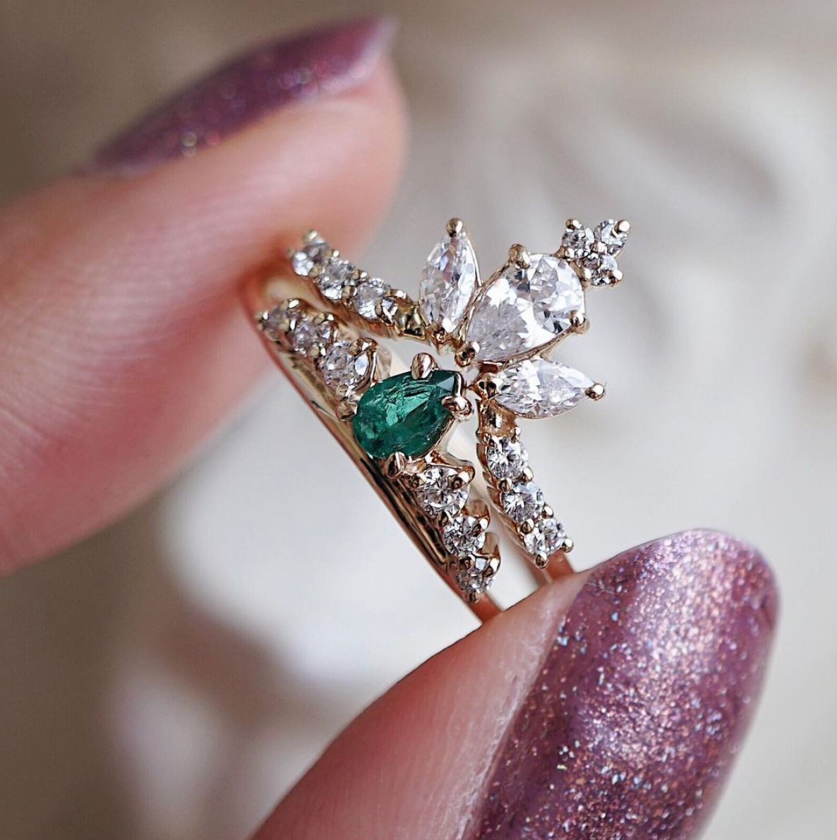 emerald pear ring