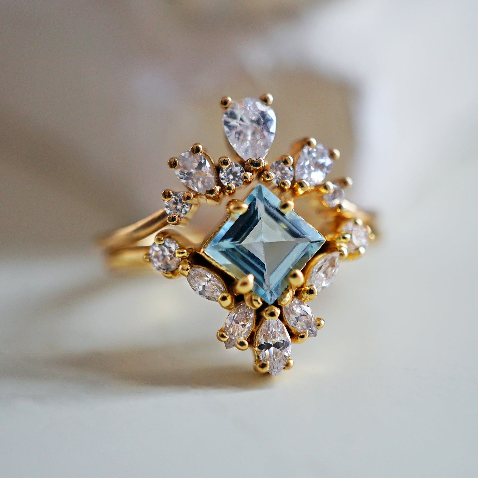 aquamarine lily ring