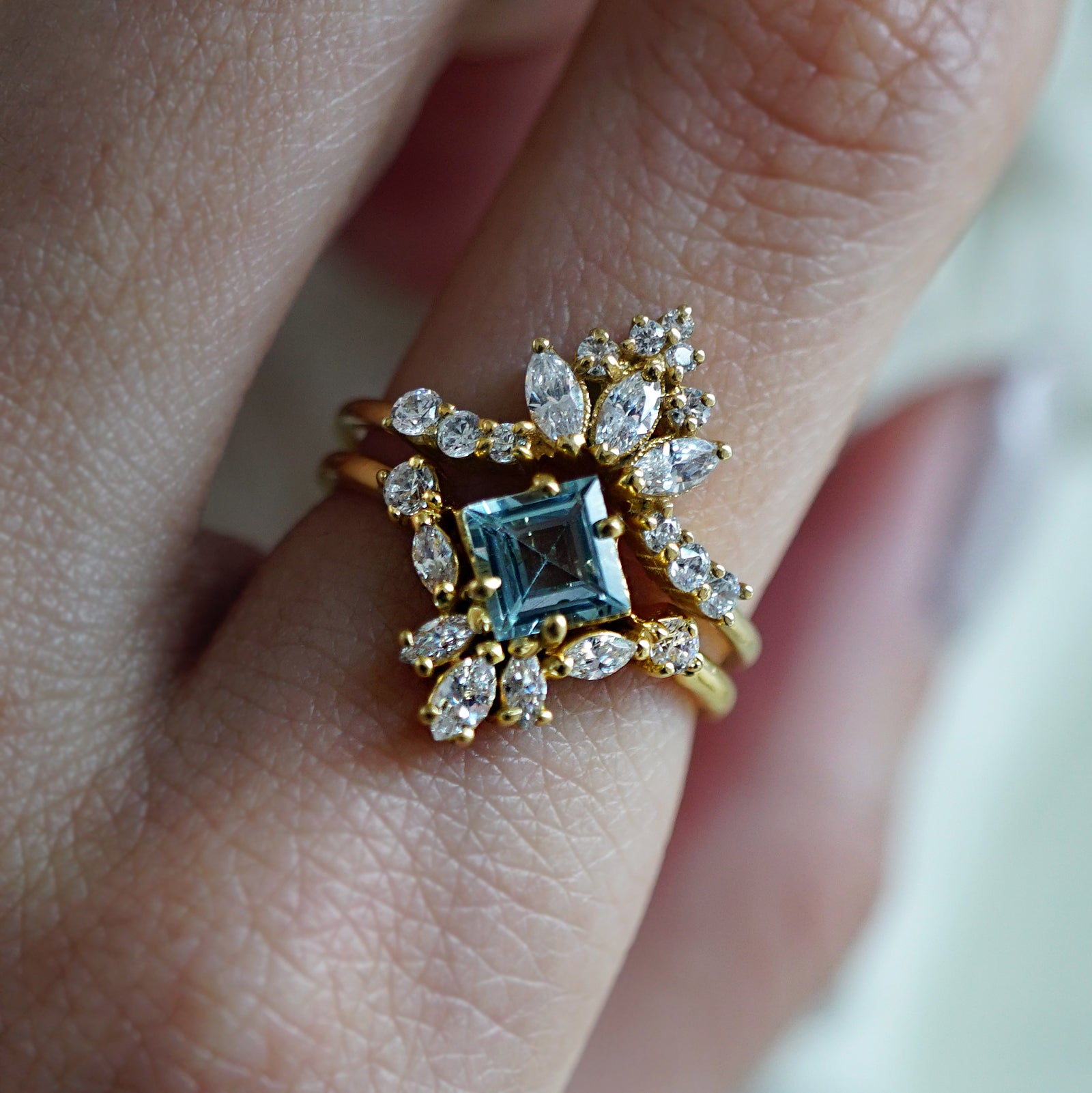 aquamarine lily ring