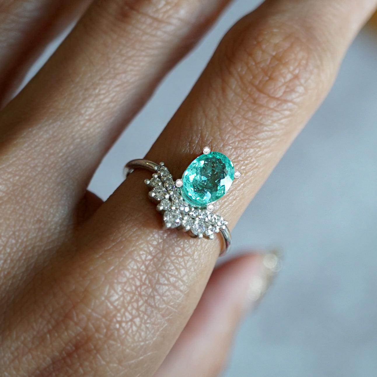 One Of A Kind: Arctic Paraiba Tourmaline Diamond Ring