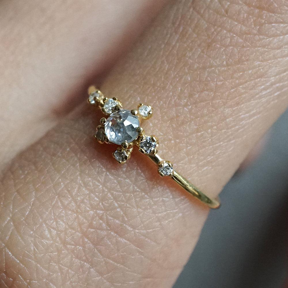 14K Celestial Salt & Pepper Diamond Ring