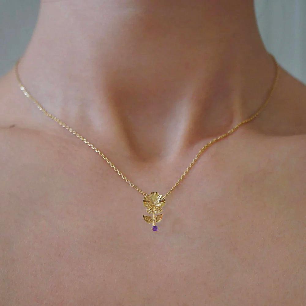 Birth Month Flower Gold Coin Necklace - Beljoy Jewelry – BELJOY