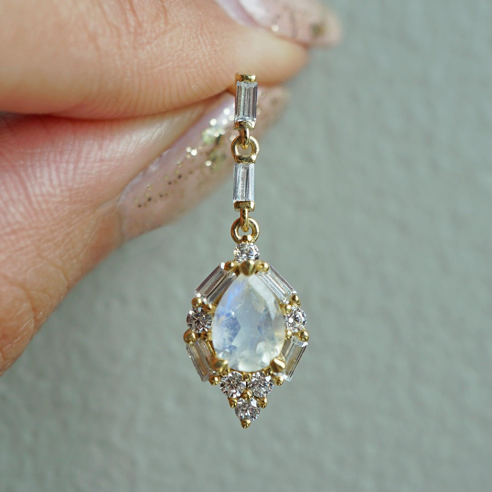 Selene Moonstone Diamond Earrings