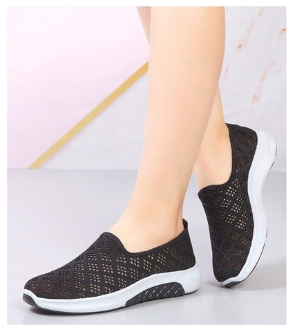 Slide Hollow Out Round Toe Casual Women Sneakers for Bunions - Shoussy