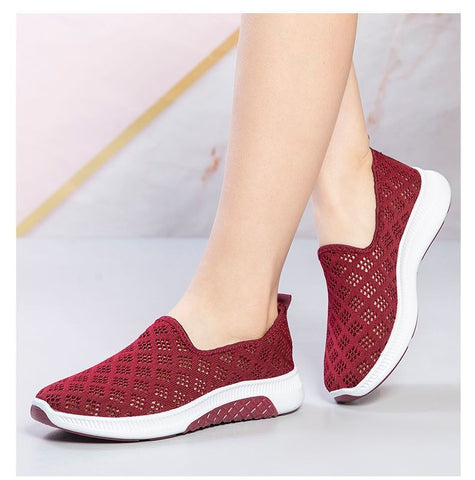 Slide Hollow Out Round Toe Casual Women Sneakers for Bunions - Shoussy