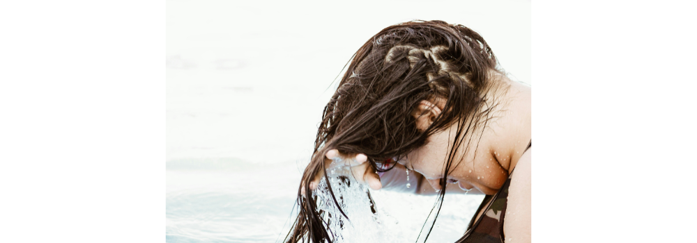 a girl with wet hair