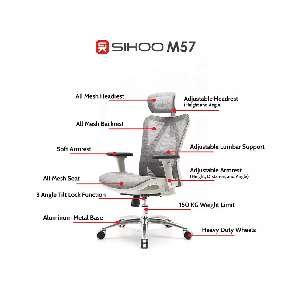 SIHOO M57 Ergonomic Chair Assembly Guide 