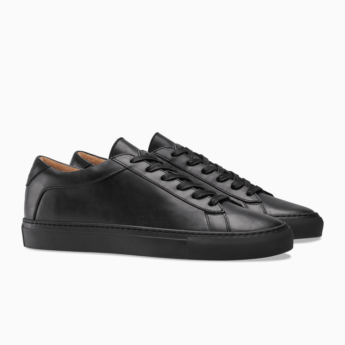 Sleek Black Leather Sneakers | Men's 