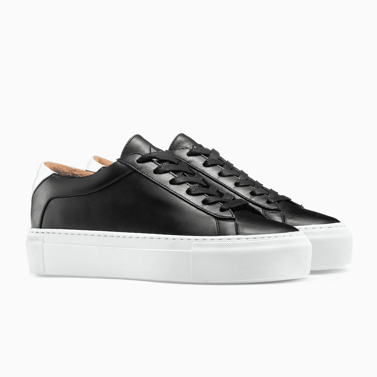 Women's Platform Black Leather Sneaker 