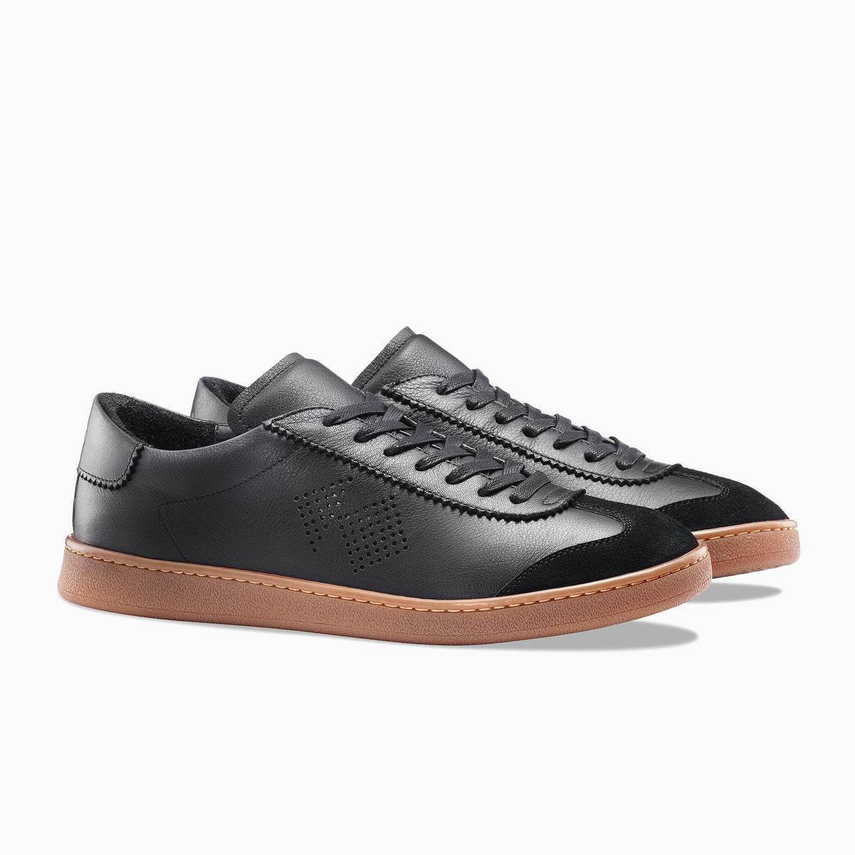 Download Men's Low Top Black Leather Sneaker | Tempo Nero | KOIO