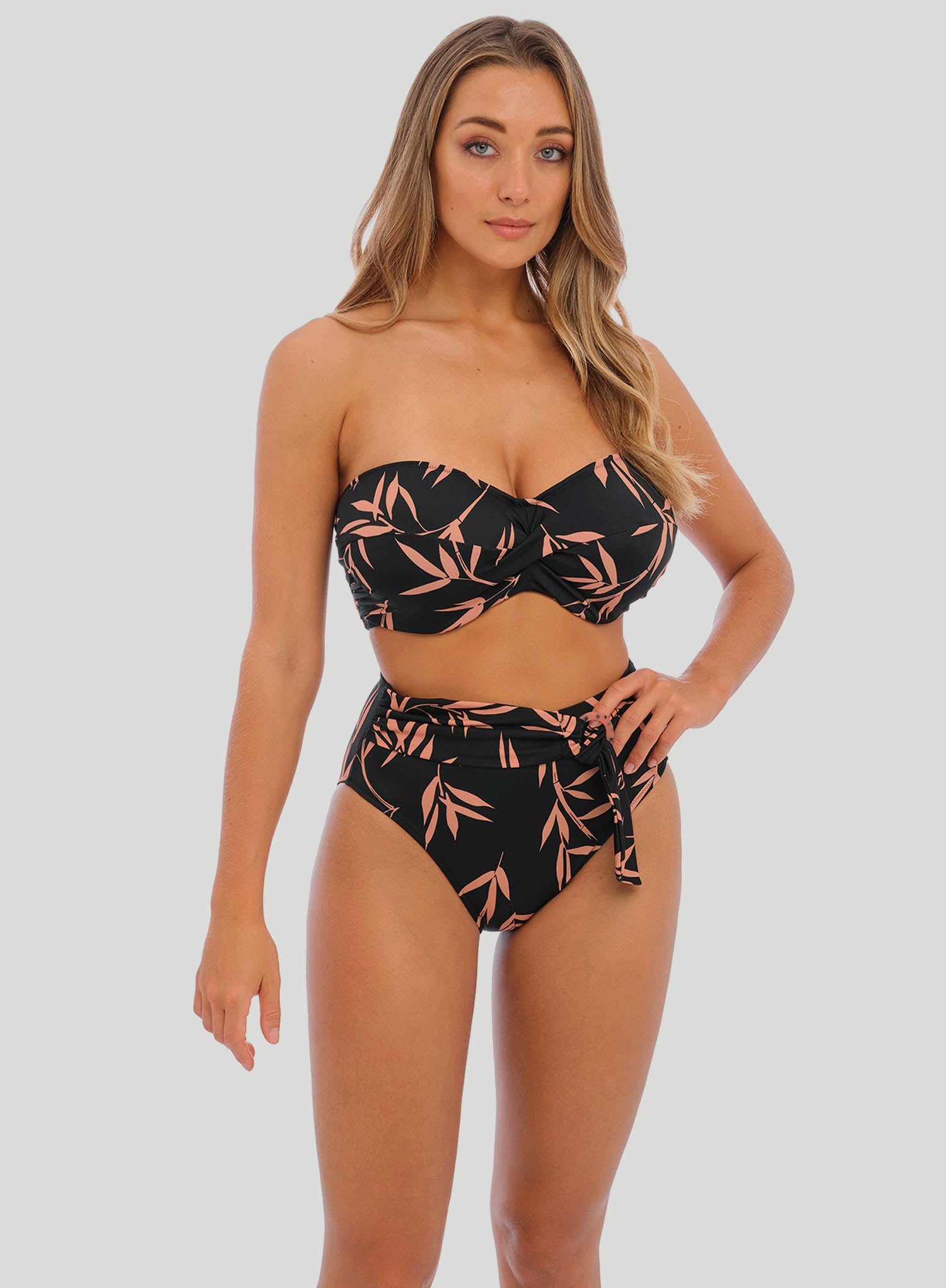 Fantasie Swimwear: Luna Bay Underwired Twist Bandeau Bikini Top Lacquered Black