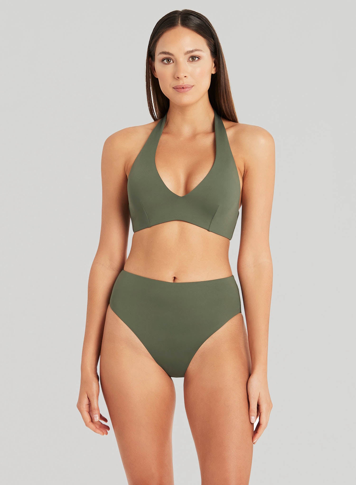 Sea Level: Eco Essentials Retro High Waist Bikini Pant Khaki