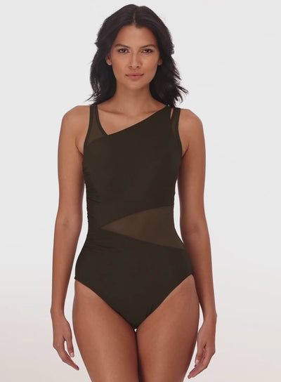 Miraclesuit Swimwear: Network Jena One Shoulder Shaping Swimsuit Black –  DeBra's