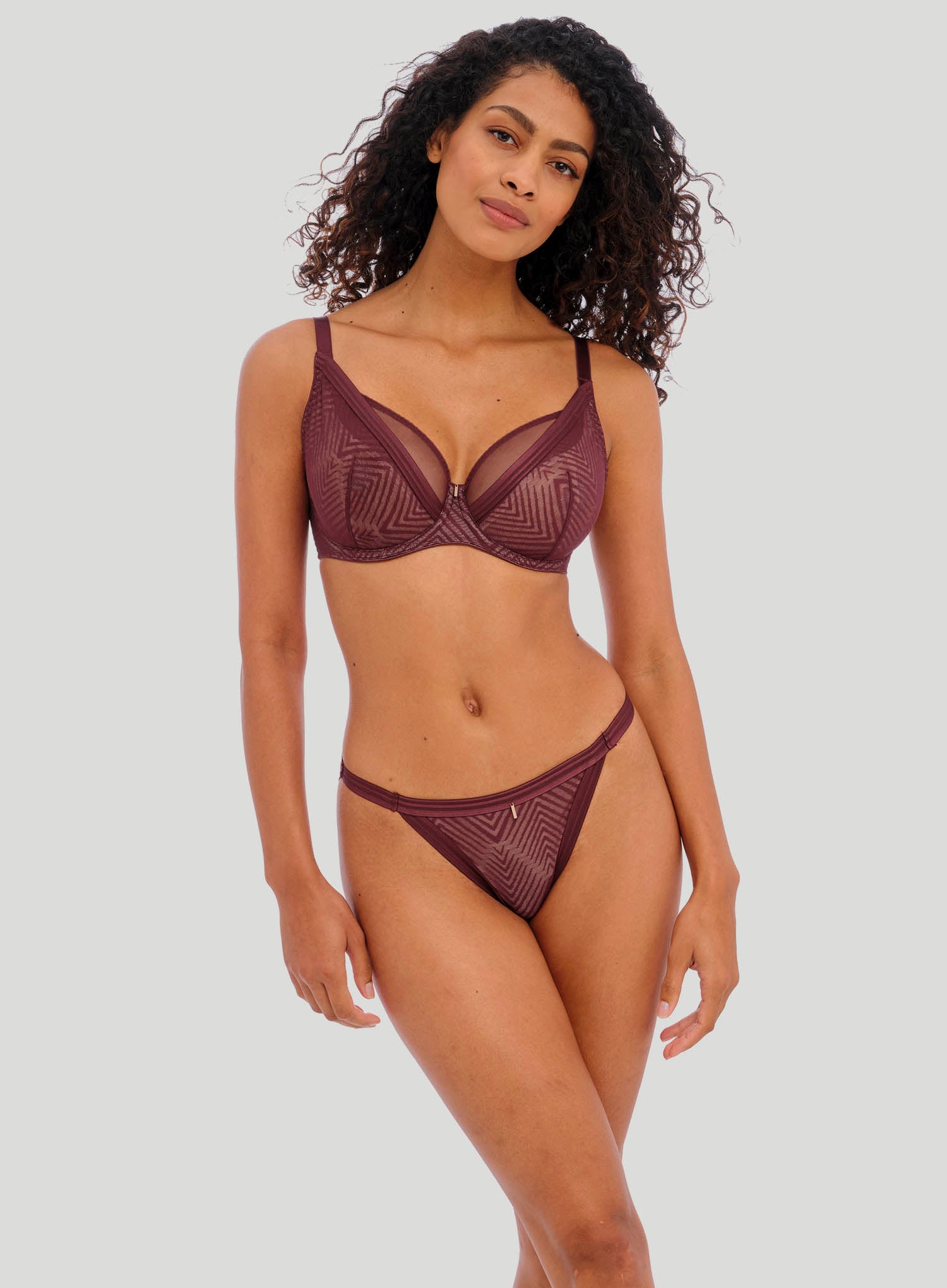 Freya: Tailored High Apex Underwired Plunge Bra Dark Cherry