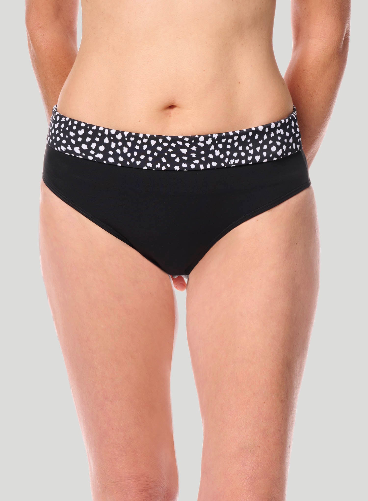 Manila Blouson Swim Top - black / white, Pocketed Mastectomy Swimwear, Amoena USA
