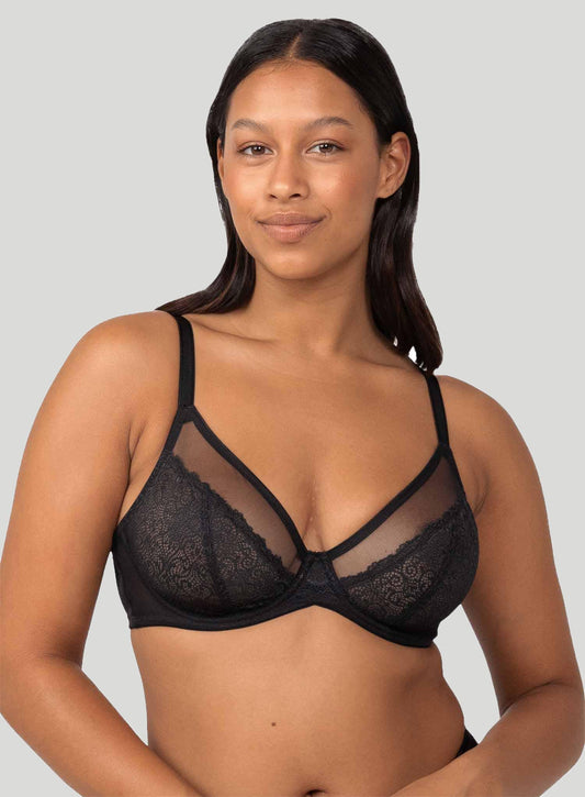 Triumph Lacy Minimiser Underwire Bra In Blueberry