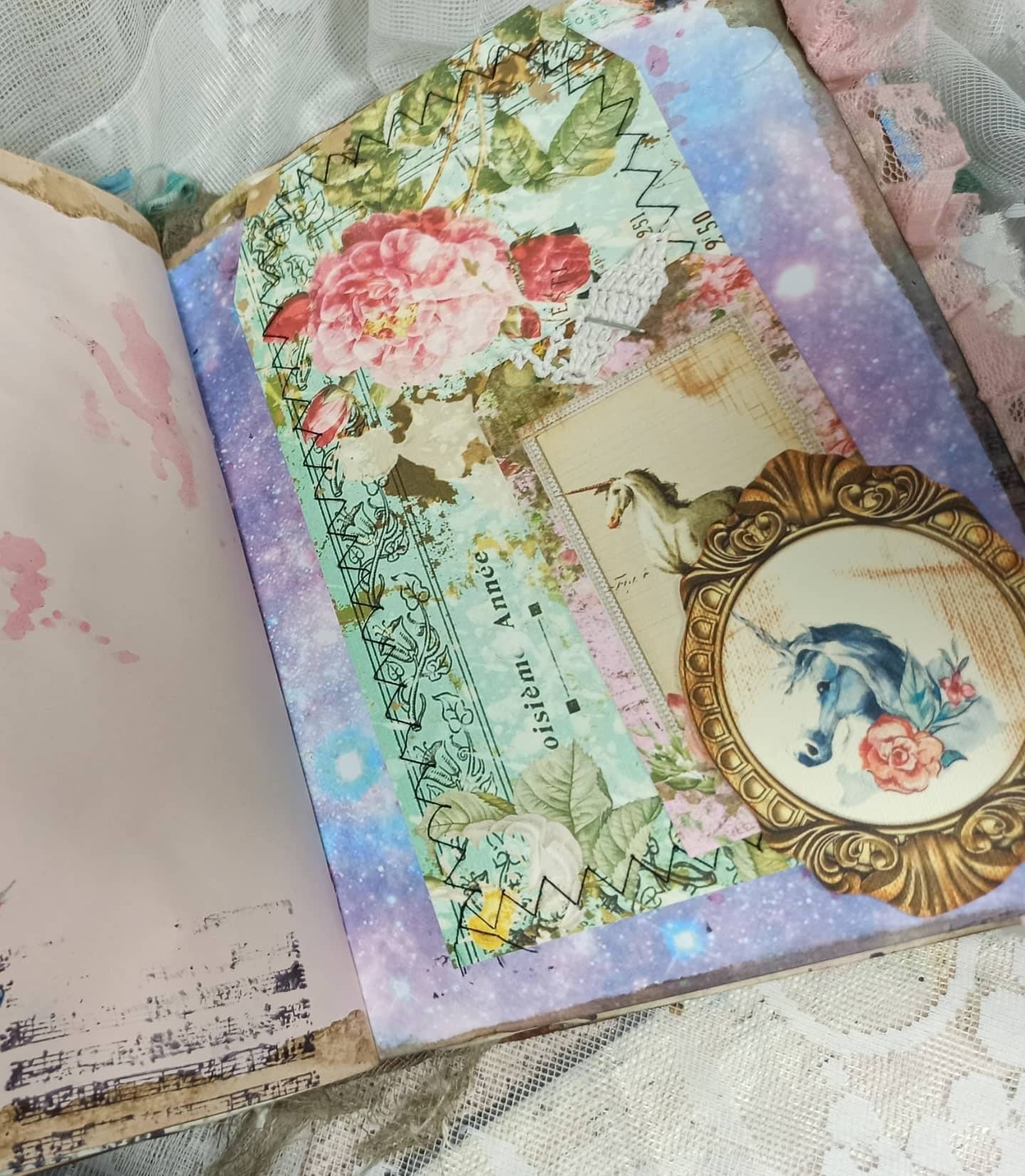 Unicorn Junk Journal, Fairytale Wedding Guest Book, Scrapbook, Fairy tale  Land Journal, Vintage Diary, fantasy magical creates quinceanera