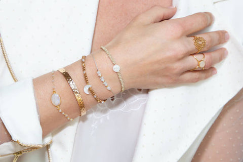 how to layer bracelets with yellow chimes