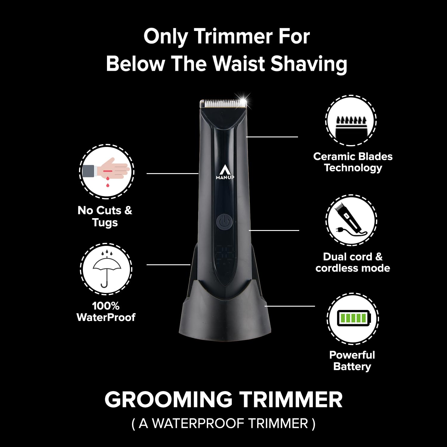 Electric Body Hair Trimmer and Shaver for Men VIKICON Body Groomer for  GroinBall wLighting Pubic