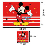 Kuber Industries Disney Team Mickey Printed PVC Dining Table Placemats with Tea Coaster Set, Set of 12 (Red)