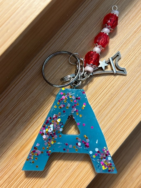 Light Blue Glitter Letter Initial Keychains > MyEBooth