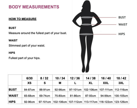 body measurements size chart