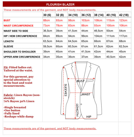 blazer measurements