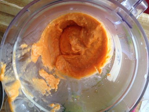 puree of yams in a blender