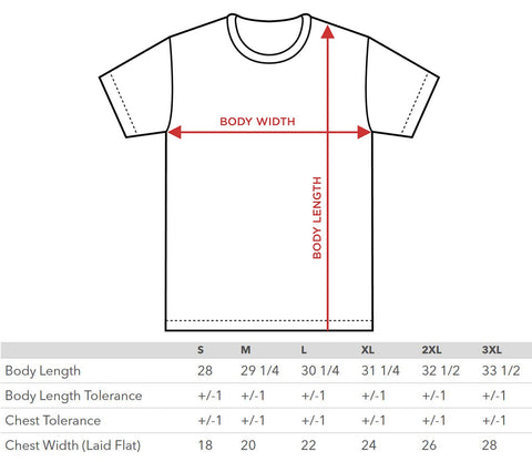 tee shirt size chart