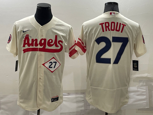 Men's Los Angeles Angels Mike Trout Nike Cream 2022 City Connect Authentic  Player Jersey