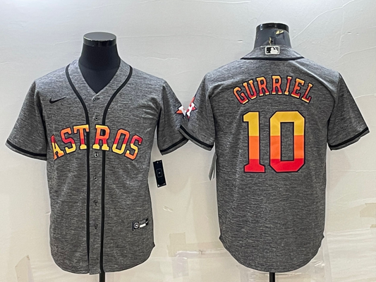 Men's Houston Astros #10 Yuli Gurriel Orange Replica Player