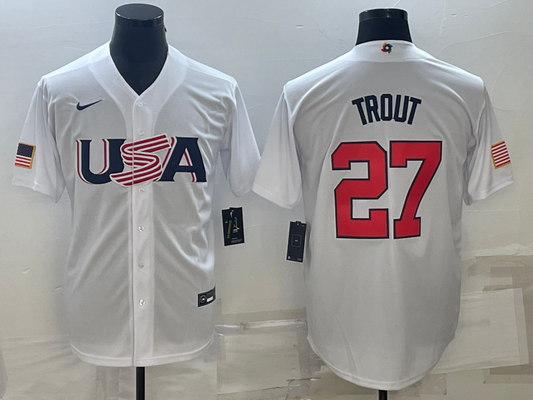 USA Baseball Youth Mike Trout 2023 World Baseball Classic Jersey - Replica  White - USA Store