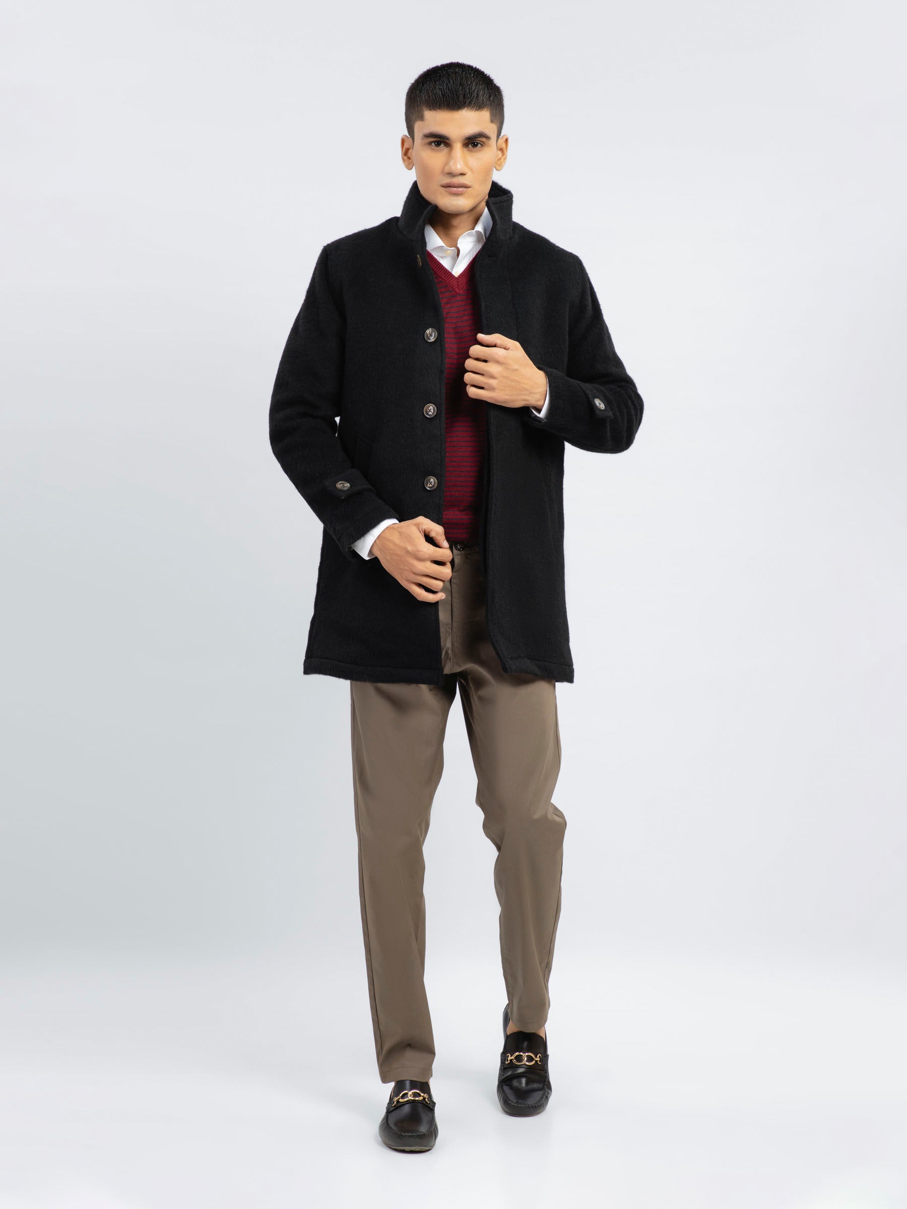 100% Wool Black Long Coat - Limited Edition