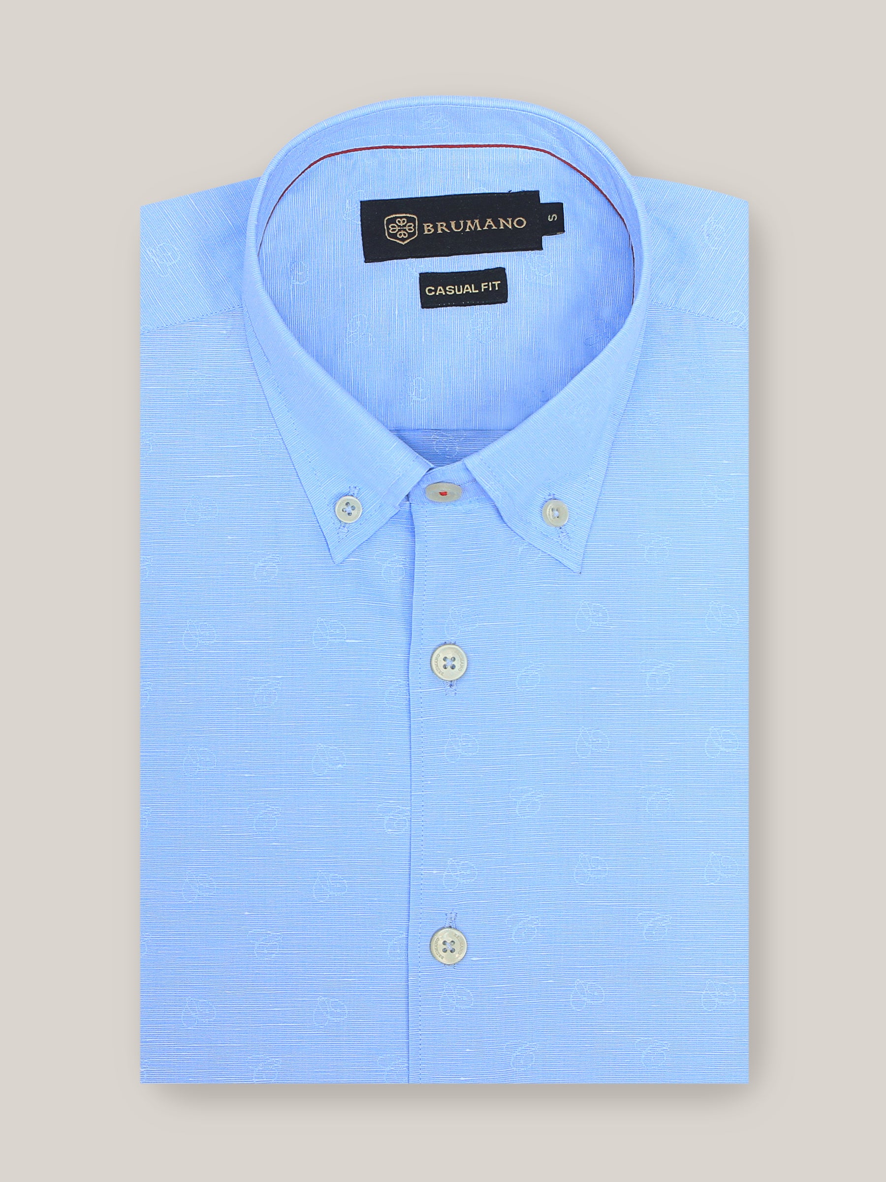 Sky Blue Jacquard Cotton Linen Shirt