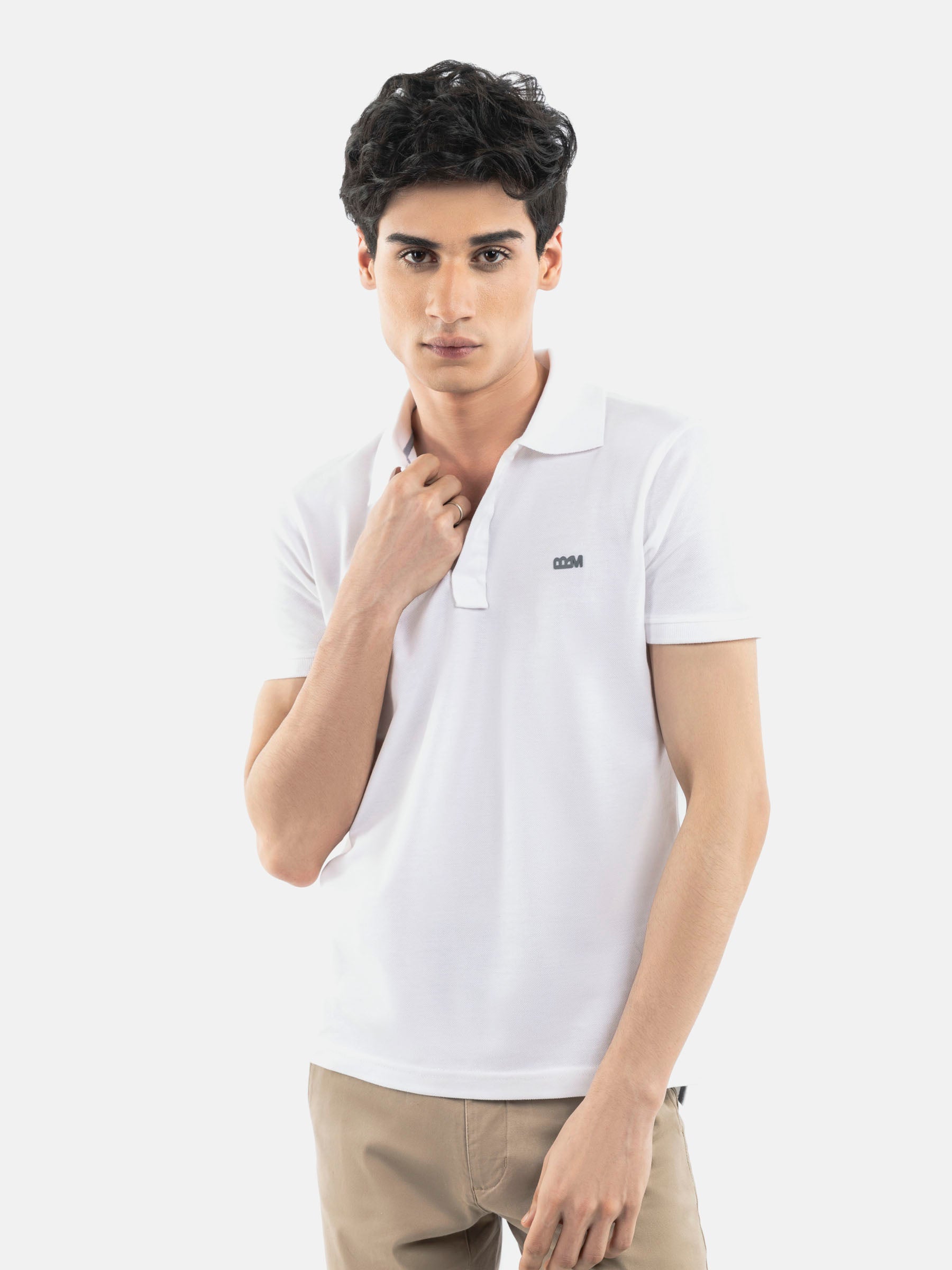 White Basic Pique Polo Shirt