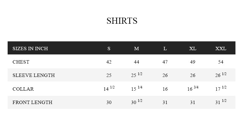 Brumano Mens & Junior Size Guide