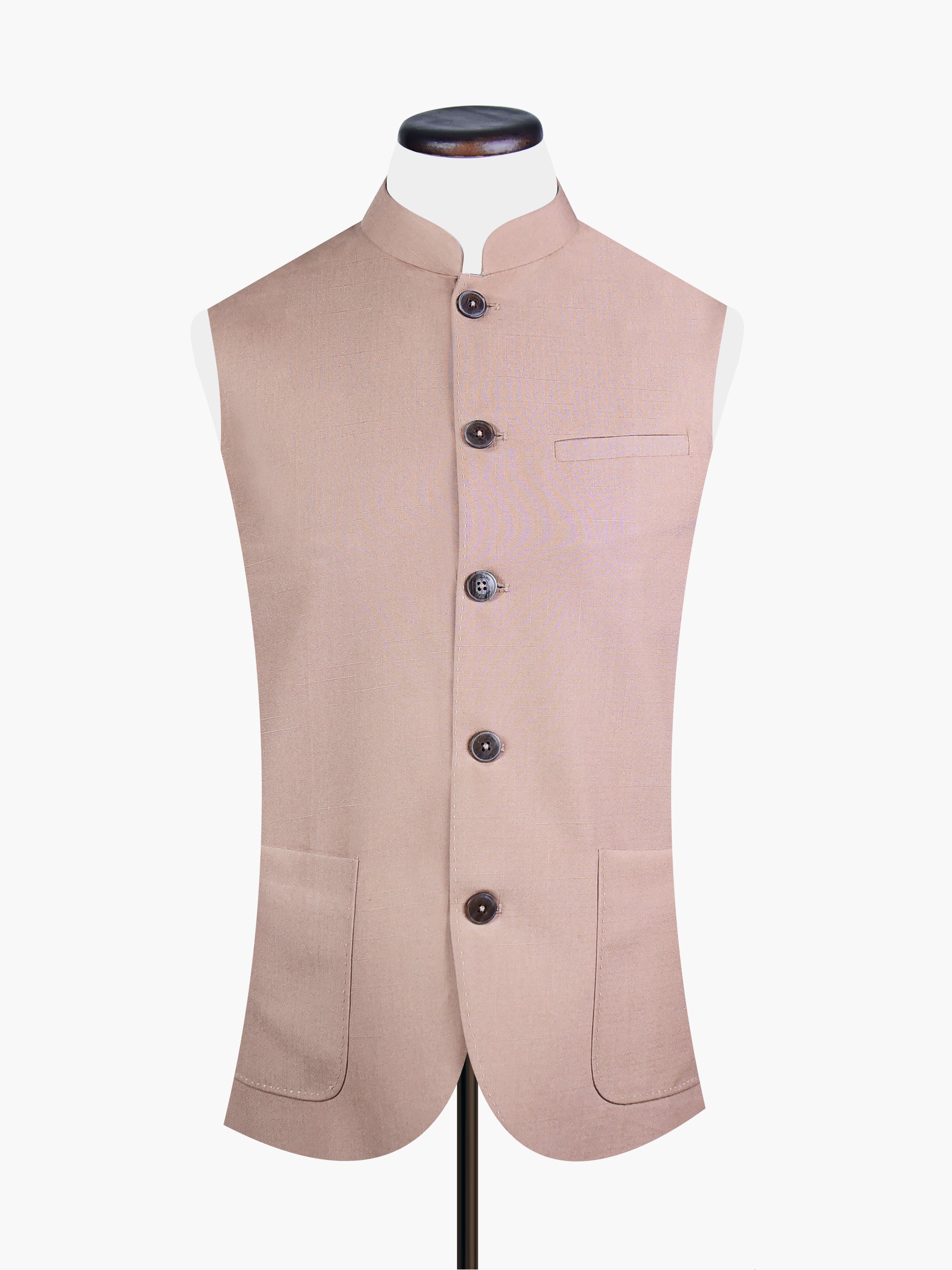 Fawn Brown Formal Textured Waistcoat